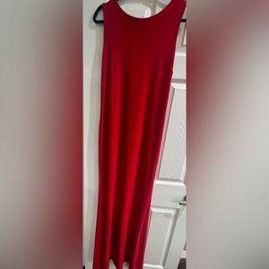 Red Maxi Jersey Dress with Back out